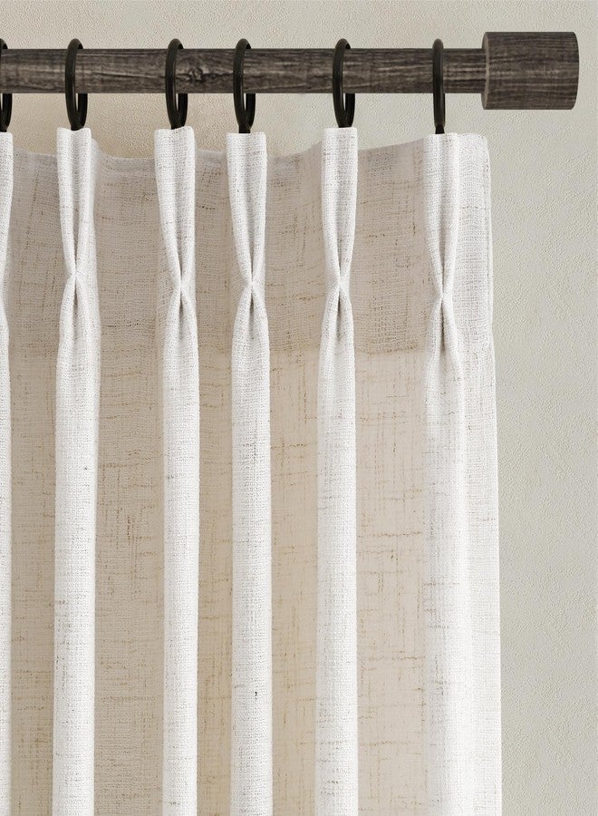 Joywell Cream Natural Pinch Pleated Linen Curtains 84 Inches Long 2 Panels Set for Bedroom Living Room Back Tab Thick Semi Sheer Light Filtering Privacy Window Pleat Drapes Clip Rings Hooks 40x84 - Image 1